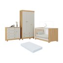 Ver imagem 1 de Quarto de Bebê Completo Berço Americano 3x1 Colchão Allegra Multimóveis Mp4606 Madeirado/off