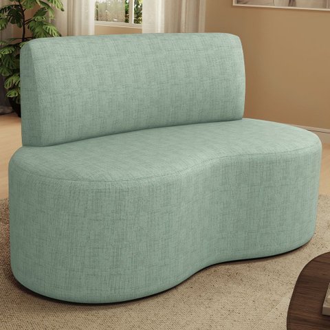 Sofá 2 Lugares 140cm Orgânico para Sala de Estar Living Larissa L02 Linho Menta - Lyam Decor