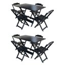 Ver imagem 1 de Kit 2 Jogos de Mesa com 4 Cadeiras de Madeira Dobrável 120x70 para Bar e Restaurante - Preto