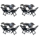 Ver imagem 1 de Kit 4 Conjuntos de Mesa com 4 Cadeiras de Madeira Dobrável 120x70 Preto