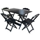 Ver imagem 2 de Kit 4 Conjuntos de Mesa com 4 Cadeiras de Madeira Dobrável 120x70 Preto