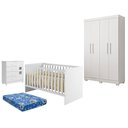 Ver imagem 1 de Guarda Roupa Florida com Cômoda Life Berço Americano Soft Branco Acetinado Colchão Ortobom - Tigus