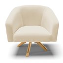 Ver imagem 3 de Poltrona Giratória Berlim Corano Nozes com Linho Bege - D'Rossi