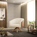 Ver imagem 2 de Poltrona Giratória Berlim Corano Nozes com Linho Bege - D'Rossi