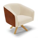 Ver imagem 1 de Poltrona Giratória Berlim Corano Nozes com Linho Bege - D'Rossi