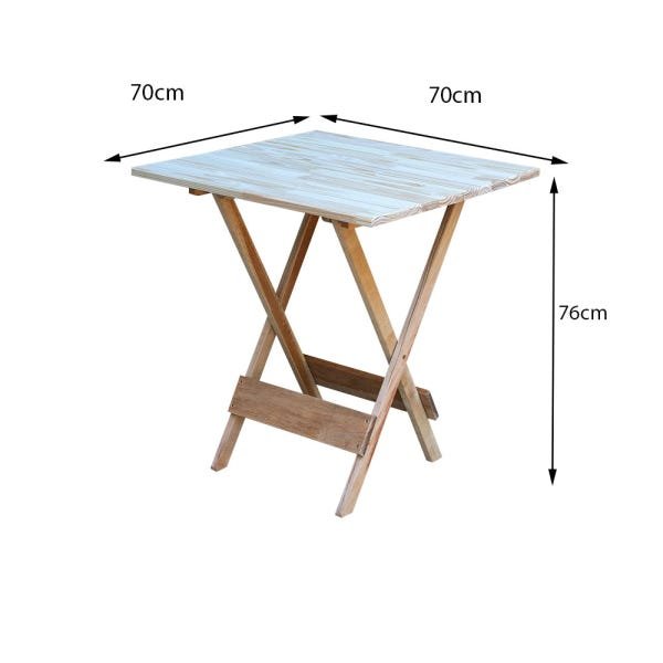 Jogo de Mesa de Madeira 70x70 com 4 Cadeiras Crua - 3