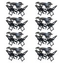Ver imagem 1 de Kit 8 Jogos de Mesa com 4 Cadeiras de Madeira Dobrável 120x70 para Bar e Restaurante - Preto