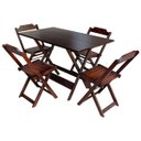 Ver imagem 2 de Kit 2 Conjuntos de Mesa com 4 Cadeiras de Madeira Dobrável 120x70 Imbuia