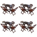 Ver imagem 1 de Kit 4 Conjuntos de Mesa com 4 Cadeiras de Madeira Dobrável 120x70 Imbuia