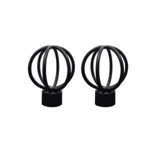Par Ponteira Para Cortina Globo Alumínio Grossa 28mm Preto Fosco Bella Arte