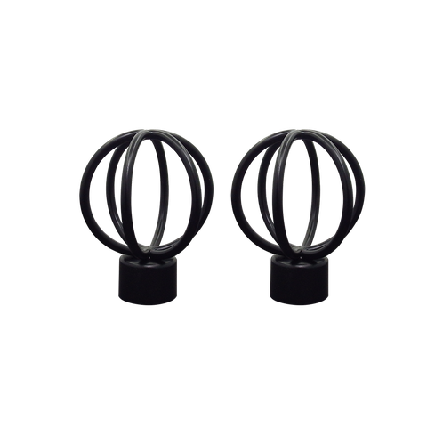 Par Ponteira Para Cortina Globo Alumínio Grossa 28mm Preto Fosco Bella Arte