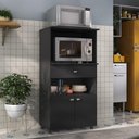 Ver imagem 6 de Balcão Multimóveis Multiuso Forno e Microondas Branco Ref. 4060g 2 Portas e 1 Gaveta - Preto Preto