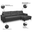 Ver imagem 3 de Sofá 4 Lugares com Chaise Direito 285cm Soreh F05 Veludo Grafite - Mpozenato