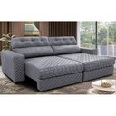 Ver imagem 1 de Sofá Retrátil e Reclinável 2,35m Molas Ensacadas Cama inBox Style Thermo Gel Linho Cinza Claro