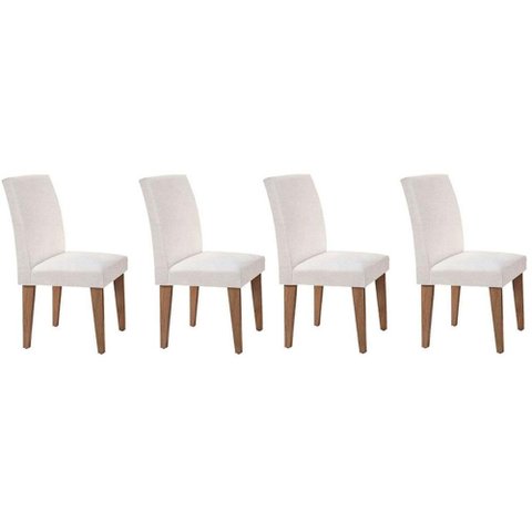 Cadeira Sala de Jantar Grécia Kit 4 Un Imbuia/Linho Bege - Rufato
