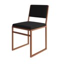 Ver imagem 2 de Kit 2 Cadeiras de Jantar Industrial Isa Assento Estofado Veludo Preto Base Cobre Preto