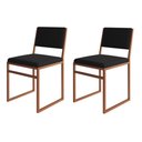 Ver imagem 1 de Kit 2 Cadeiras de Jantar Industrial Isa Assento Estofado Veludo Preto Base Cobre Preto