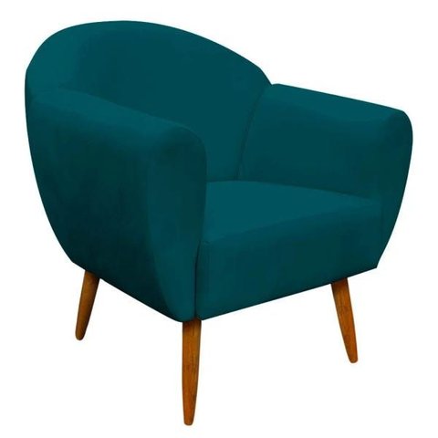 Poltrona Decorativa Sofia Suede Azul Pavão - D'rossi