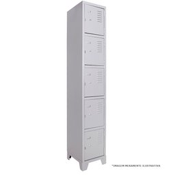 Armário Roupeiro de Aço 5 Portas para Vestiário Academia Locker Cinza - 1