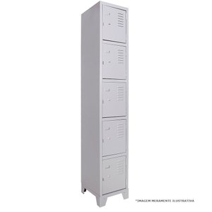 Armário Roupeiro de Aço 5 Portas para Vestiário Academia Locker Cinza