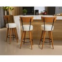 Ver imagem 2 de Kit 4 Banqueta Média Cozinha Estofada Off-white com Encosto Madeira Urban