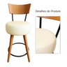 Kit 4 Banqueta Média Cozinha Estofada Off-white com Encosto Madeira Urban - 3