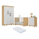 Ver imagem 1 de Quarto de Bebê Completo com Berço 3 em 1 com Colchão Incluso Luna Multimóveis Mp4540 Madeirado/