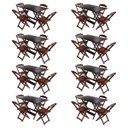 Ver imagem 1 de Kit 8 Jogos de Mesa com 4 Cadeiras de Madeira Dobrável 120x70 Ideal para Bar e Restaurante - Imbuia