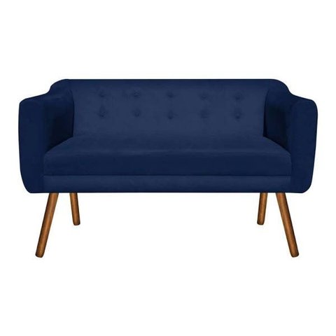 Sofá Retrô Namoradeira Júlia 2 Lugares Suede Azul Marinho - D'Rossi