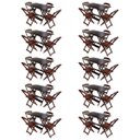 Ver imagem 1 de Kit 10 Conjuntos de Mesa com 4 Cadeiras de Madeira Dobrável 120x70 Imbuia