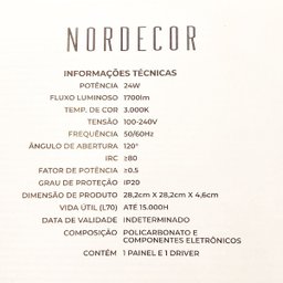 Painel Led Sobrepor Recuado 24w Preto 3000k Preto Nordecor Kais - 3