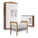 Ver imagem 1 de Quarto de Bebê New Selena 3 Portas com Berço Lila e Cômoda Selena Branco Acetinado Amadeirado – Caro