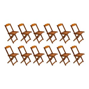 Kit 12 Cadeiras de Madeira Dobravel Mel