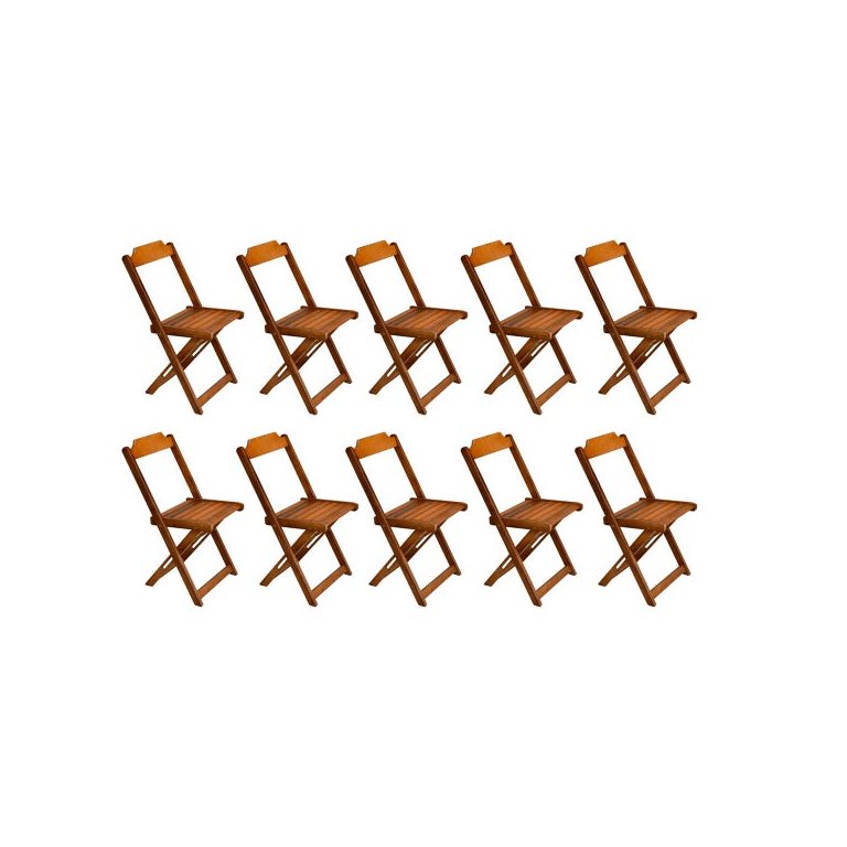 Kit 10 Cadeiras de Madeira Dobravel Mel