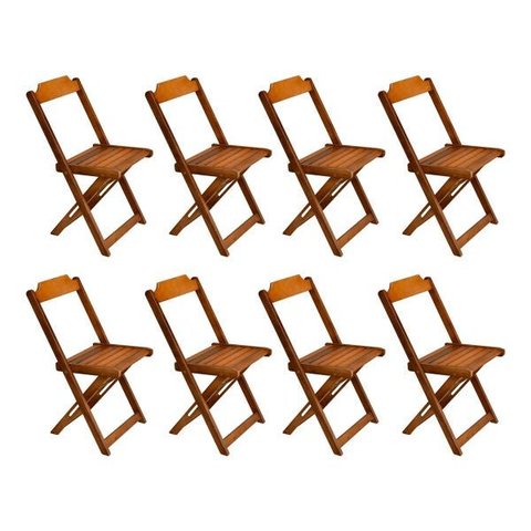 Kit 8 Cadeiras de Madeira Dobravel Mel