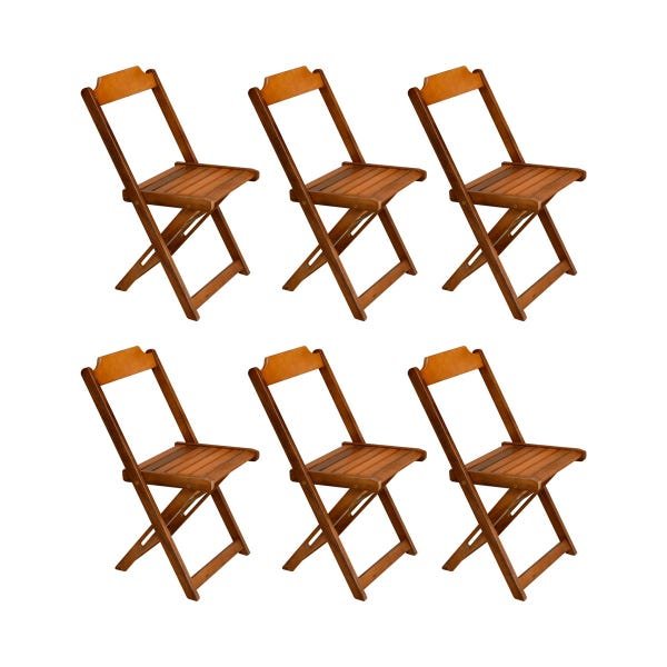 Kit 6 Cadeiras de Madeira Dobravel Mel