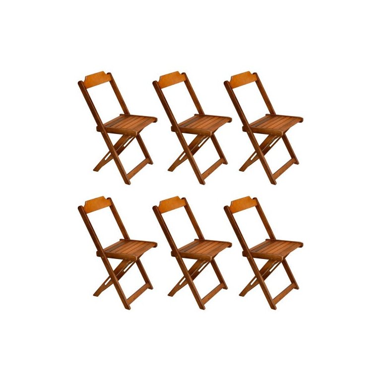 Kit 6 Cadeiras de Madeira Dobravel Mel