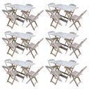 Ver imagem 1 de Kit 6 Jogos de Mesa com 4 Cadeiras de Madeira Dobrável 120x70 Ideal para Bar e Restaurante - sem Pin