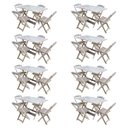 Ver imagem 1 de Kit 8 Jogos de Mesa com 4 Cadeiras de Madeira Dobrável 120x70 Ideal para Bar e Restaurante - sem Pin