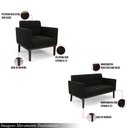 Ver imagem 3 de Conjunto Poltrona e Namoradeira Decorativa Karen Pés Fixo em Madeira Preto Suede Preto G19 - Gran Be