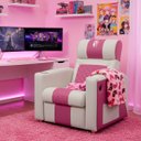 Ver imagem 7 de Poltrona Gamer Sparta com Encosto Reclinável e Carregador Usb:corino Bege/pink
