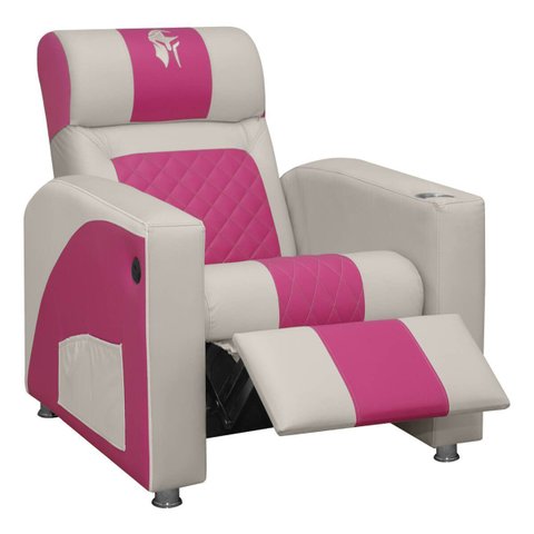 Poltrona Gamer Sparta com Encosto Reclinável e Carregador Usb:corino Bege/pink