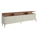 Ver imagem 2 de Rack Bend 220 cm Porta Lisa Incolar Luna e Cedro com Pé Dourado