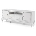 Ver imagem 1 de Rack para Sala com Pés Luis Xv 2 Gavetas 2 Portas de Madeira e Nicho 60503m Linz Móveis - Laca Branc