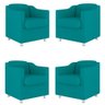 Kit 4 Poltronas Tilla Decorativas Consultório Sala Tecido Suede Cor:Azul Turquesa - 1