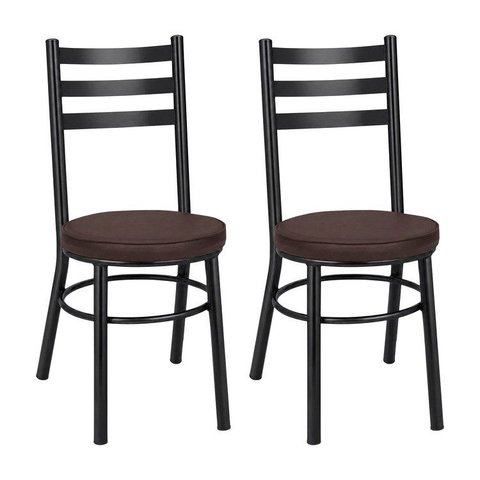 Conjunto 2 Cadeiras para Sala de Jantar Debrum Pintada Preto/Marrom