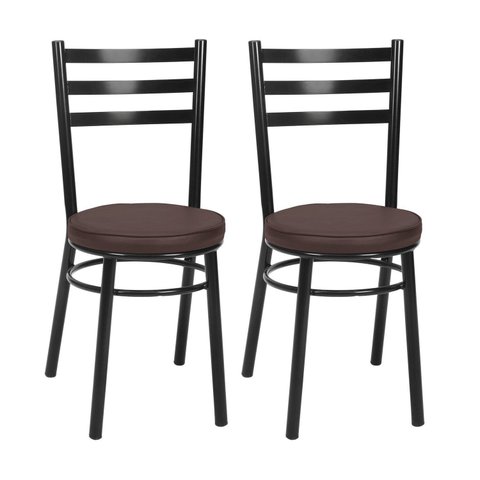 Conjunto 2 Cadeiras para Sala de Jantar Debrum Preto/Marrom