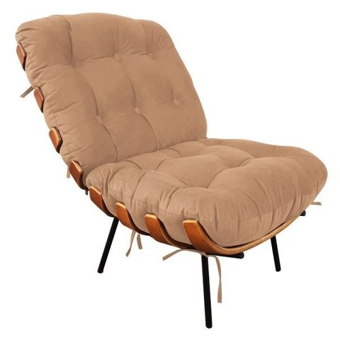 Poltrona Costela Suede Caramelo Sisal - D'rossi
