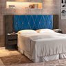 Cabeceira Para Cama Box Queen Size Em MDF Nogal E Azul Carmolar - 1