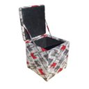 Ver imagem 2 de Puff Decorativo Baú Dani Quadrado Estampado Traçado Vermelho D52 - Black Friday